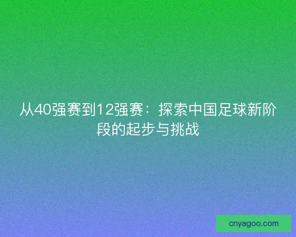 从40强赛到12强赛：探索中国足球新阶段的起步与挑战